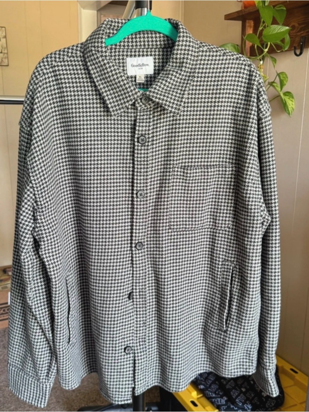 Goodfellow & Co Men’s Black and White Houndstooth Shirt Jacket Cotton